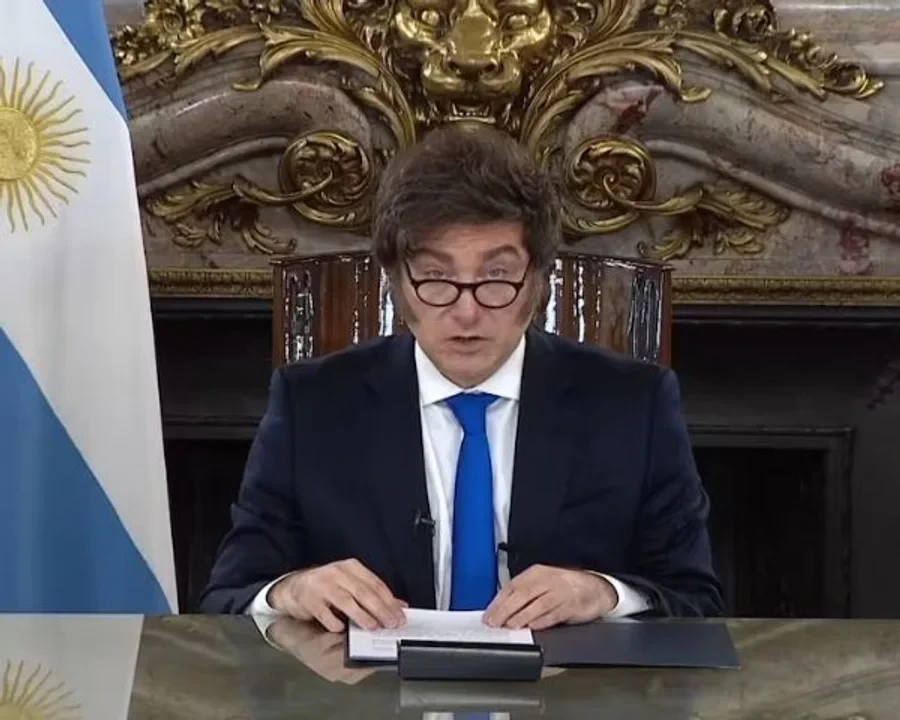 Javier Milei en cadena nacional.