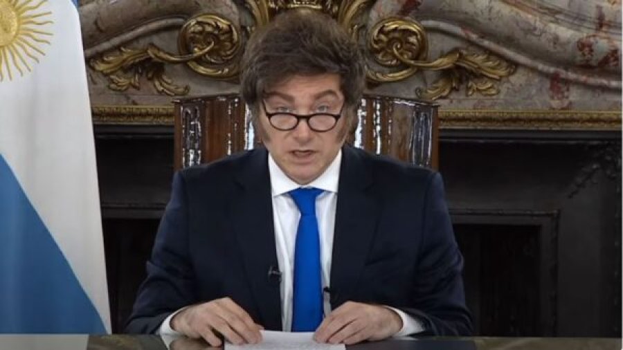 DISCURSO. Javier Milei present&oacute; anoche el Presupuesto 2026 en cadena nacional.