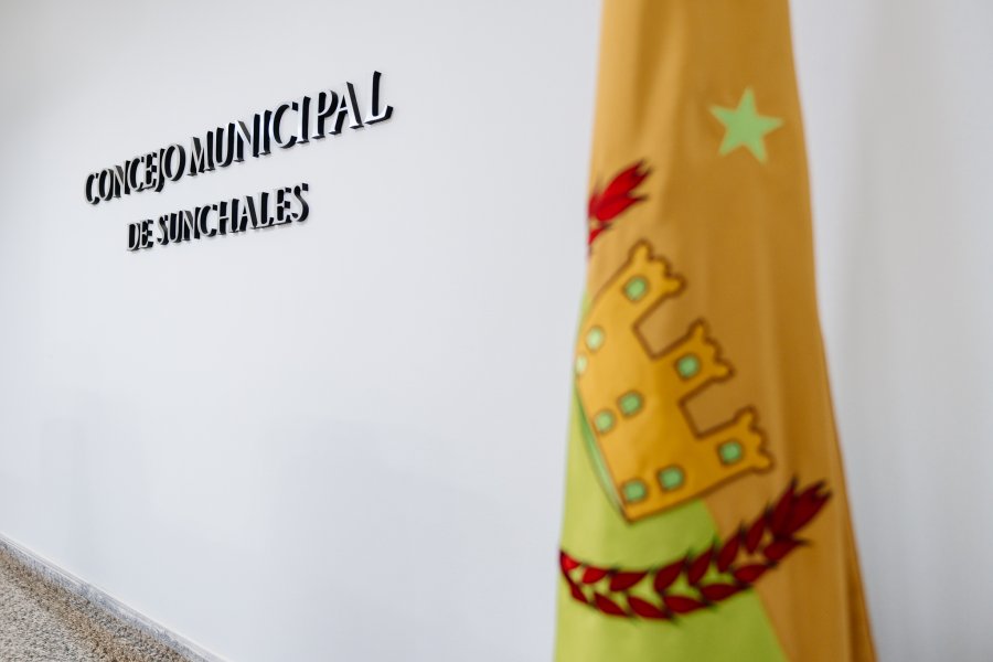 El pabell&oacute;n sunchalense presidiendo el recinto de sesiones.