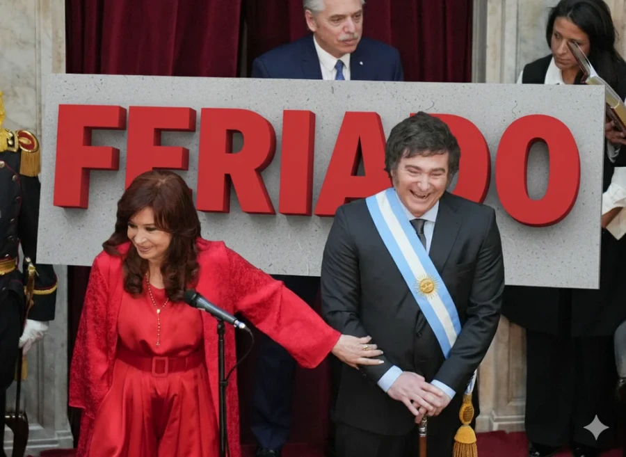 Cristina Kirchner, Javier Milei y Alberto Fern&aacute;ndez.