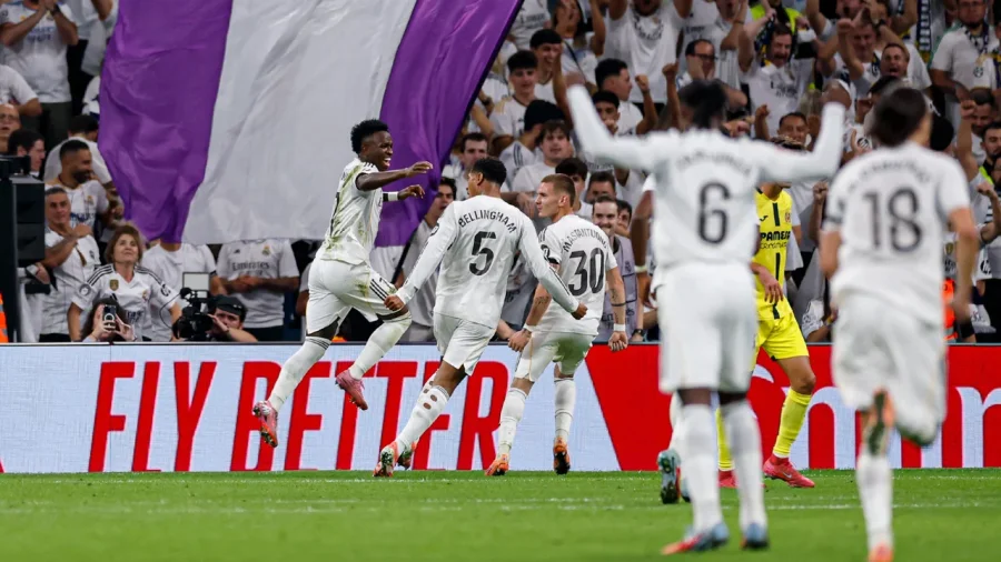 El brasile&ntilde;o Vinicius Junior festeja su gol.