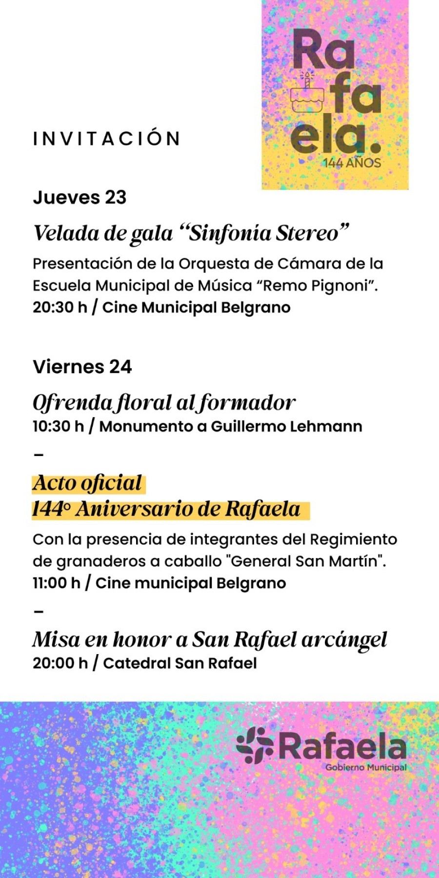 El viernes 24 las actividades comenzar&aacute;n a las 10:30 con la ofrenda floral al formador Guillermo Lehmann.