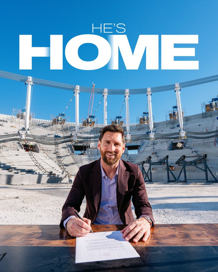 HAY MAS MESSI EN MIAMI. La foto de este viernes en el nuevo estadio en construcci&oacute;n.