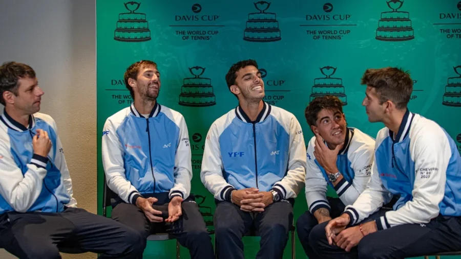 La Selecci&oacute;n argentina de tenis, durante la &uacute;ltima convocatoria de la Copa Davis.