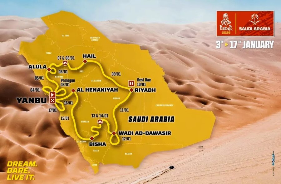 El recorrido que tendr&aacute; la pr&oacute;xima edici&oacute;n del Rally Dakar.