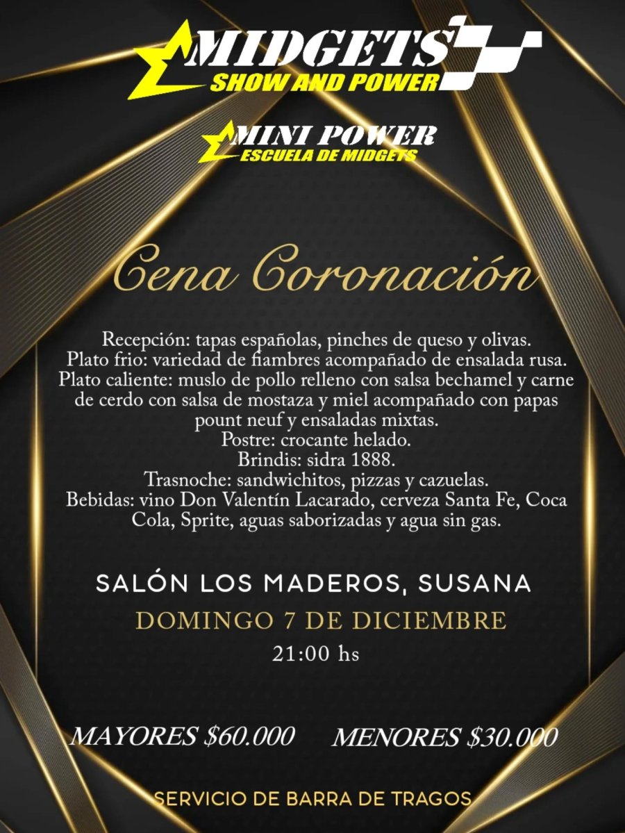 Tarjeta de la "Cena Coronaci&oacute;n" del pr&oacute;ximo domingo en Susana.