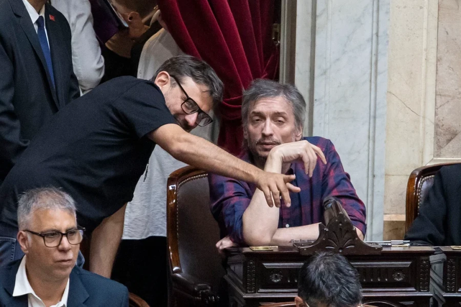 M&aacute;ximo Kirchner durante la sesi&oacute;n especial en la que juraron los 127 nuevos integrantes de la C&aacute;mara baja, esta semana.