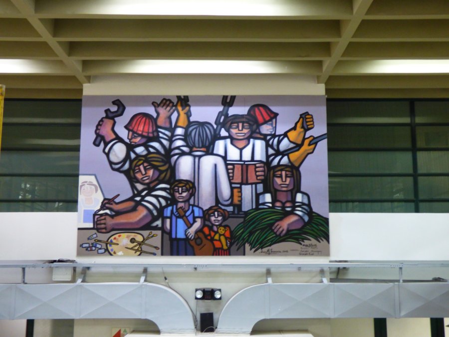 Tareas de traslado y montaje del mural &ldquo;La cultura del trabajo&rdquo;.