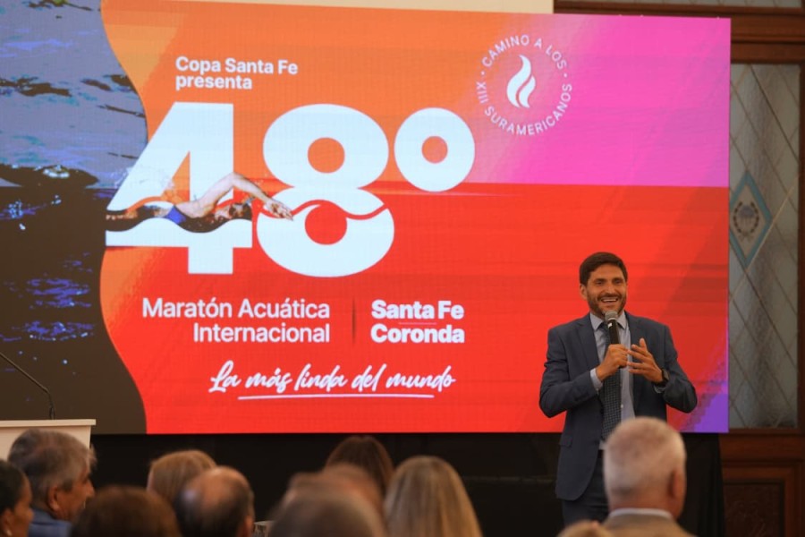 El gobernador Pullaro destac&oacute; la realizaci&oacute;n de los Juegos Suramericanos de septiembre en Rosario, Santa Fe y Rafaela. (FOTO SCS)