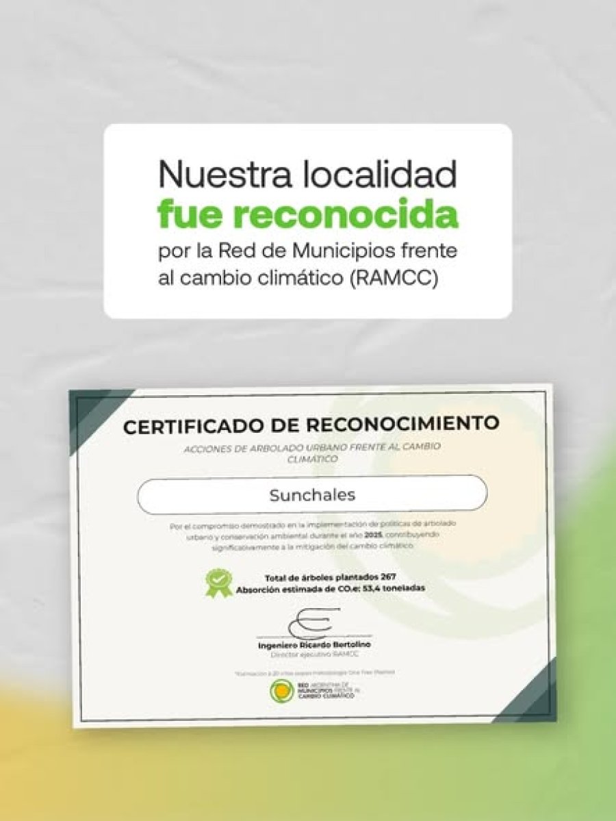 Certificado entregado a la Municipalidad local.