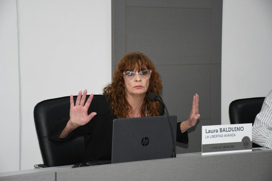 Laura Balduino, esta ma&ntilde;ana, en su banca.