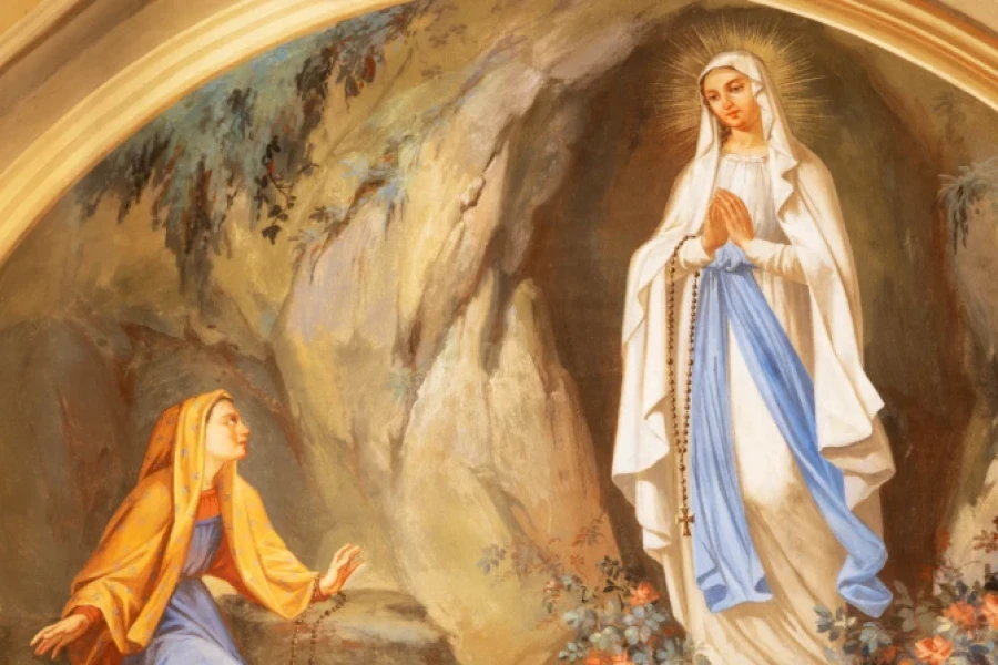 Virgen de Lourdes con Santa Bernardita .
