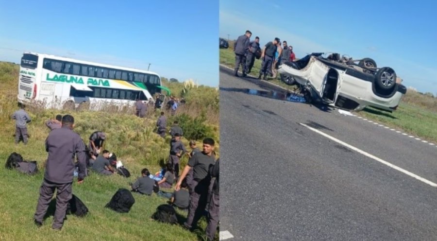 SINIESTRO FATAL. El fuerte impacto fue protagonizado por un coche de la empresa Laguna Paiva que llevaba agentes penitenciarios y una camioneta particular.
