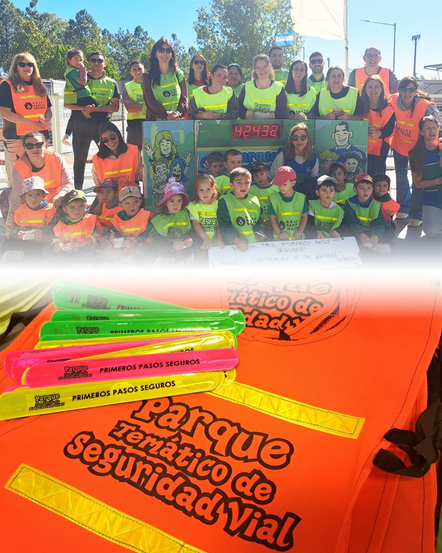 Grupo de escolares en el parque sunchalense.