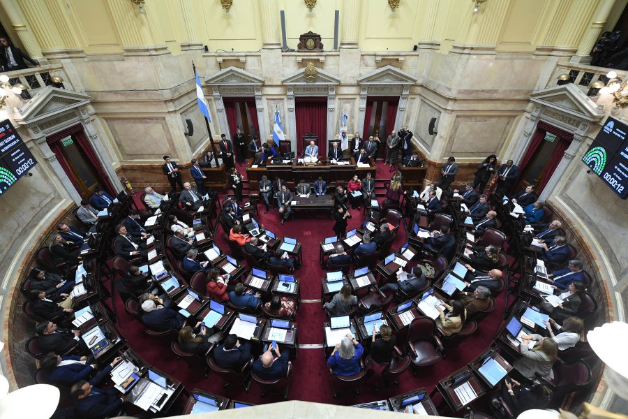 La sesi&oacute;n del Senado de este jueves en la que se aprobaron 74 pliegos para cubrir vacantes en la Justicia federal. (X@SENADO ARGENTINA)