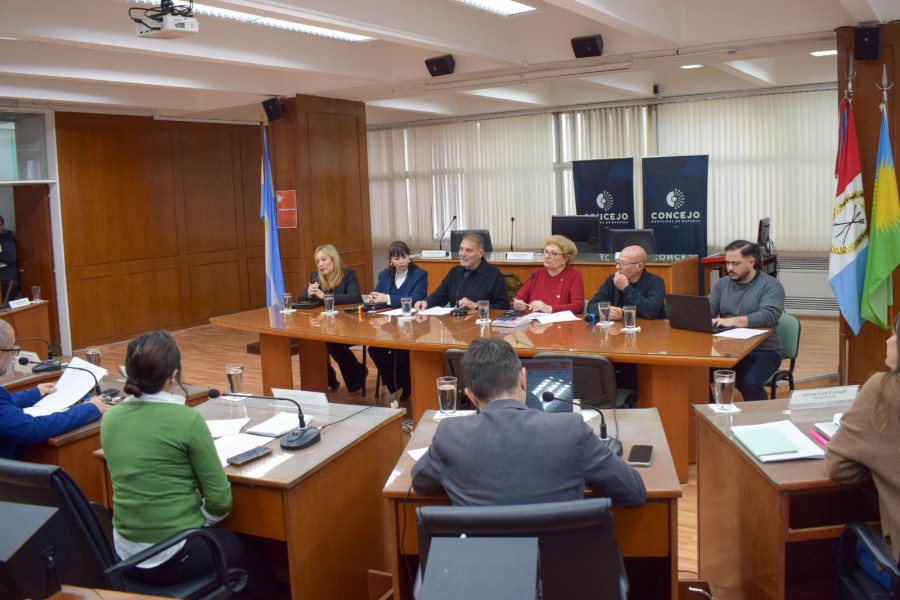 Dar&iacute;o Cocco junto a otros dirigentes del SEOM en el Concejo.