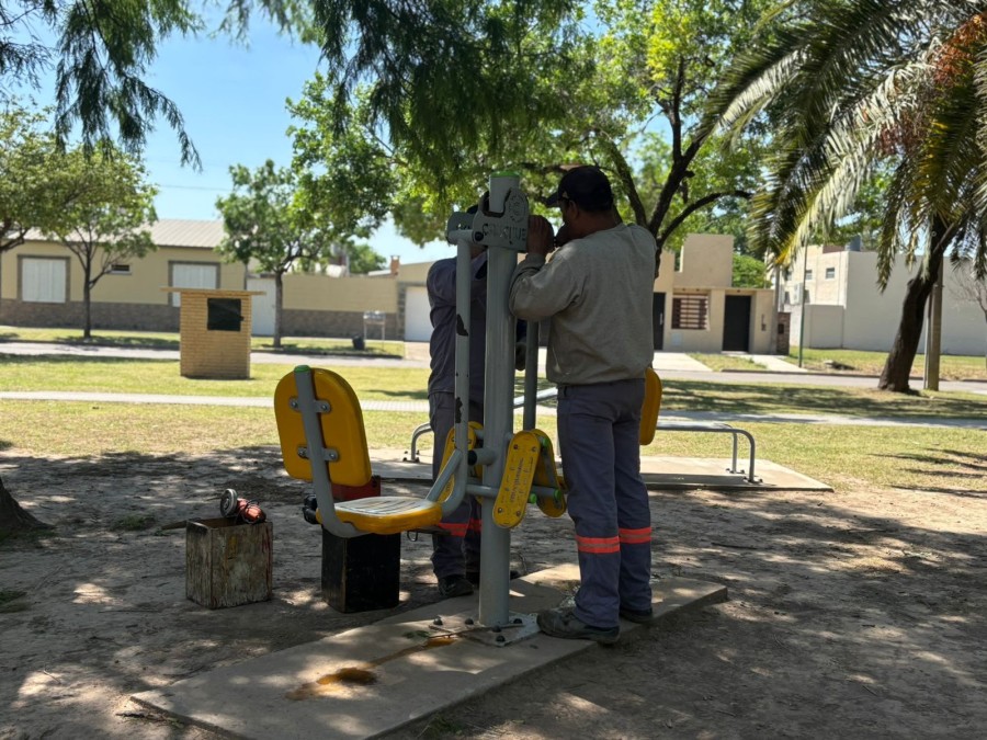 Trabajos de mantenimiento y puesta en valor en la Plaza de la Bandera.