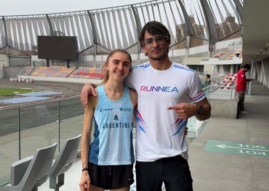 EN ALTO NIVEL. La atleta rafaelina y su entrenador Ariel Magallanes.