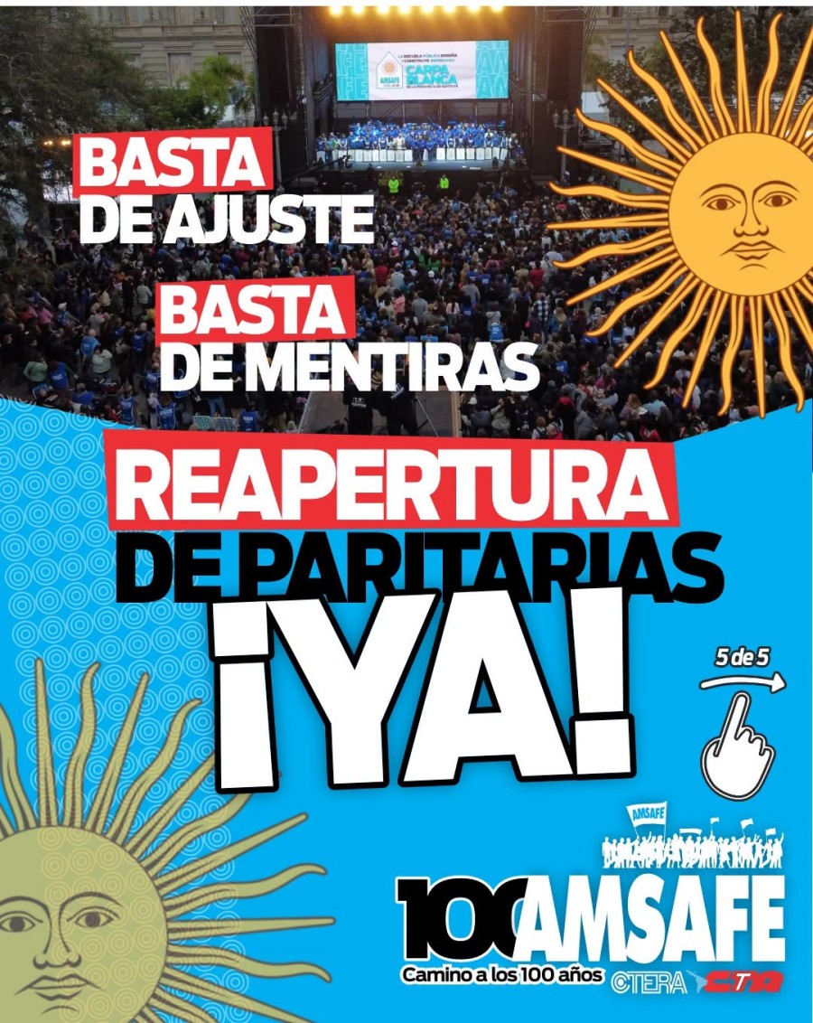 NUEVO RECLAMO A LA PROVINCIA. Los trabajadores de la educaci&oacute;n nucleados en Amsafe vuelven a reclamar que se convoque a paritarias para discutir salarios.