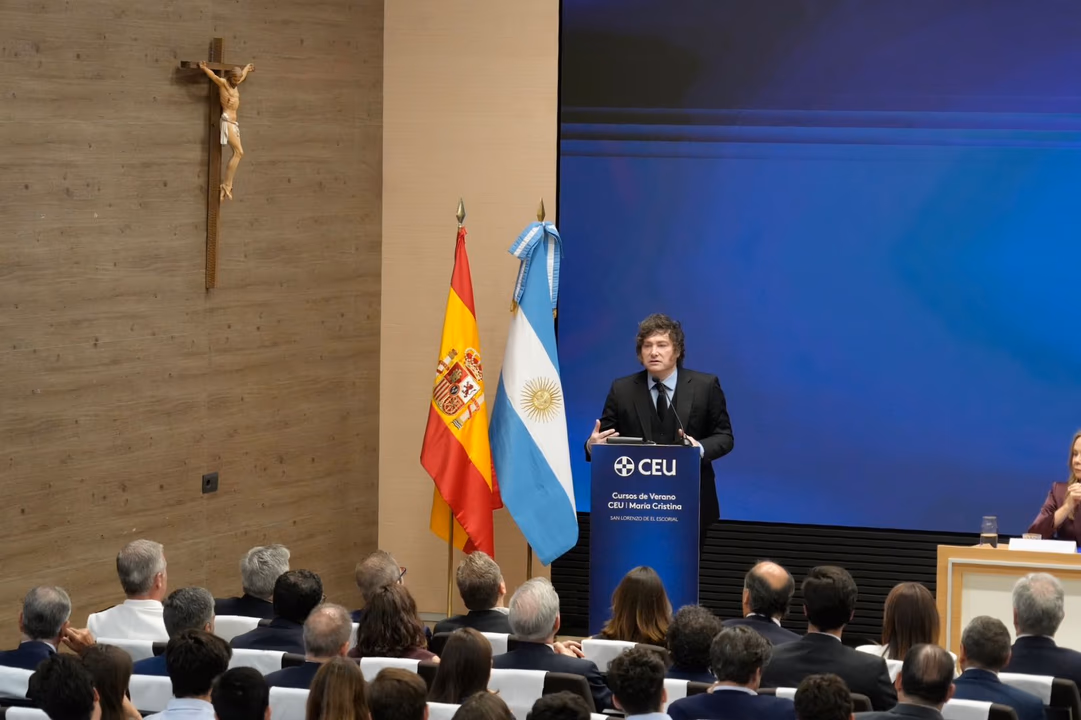El presidente Javier Milei en Espa&ntilde;a.