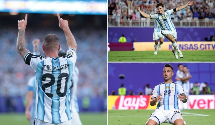 Los goleadores de la Argentina ante Suiza, Alexis Mac Allister, Juli&aacute;n &Aacute;lvarez y Lautaro Mart&iacute;nez.